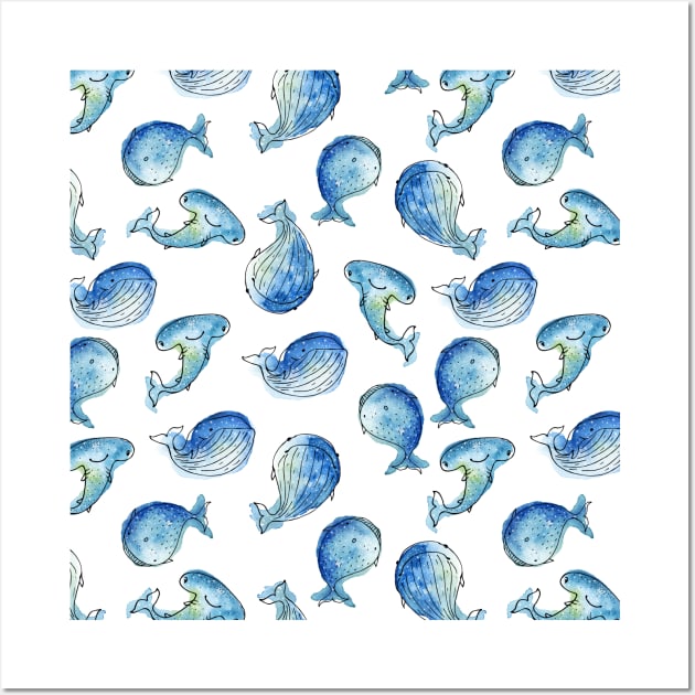 Cute whales Wall Art by JuliaBadeeva